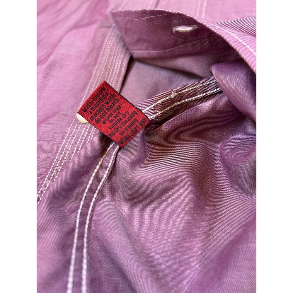 Luchiano Visconti 2-Ply Cotton Long Sleeve Shirt Mens Medium Iridescent Burgundy - Picture 13 of 16